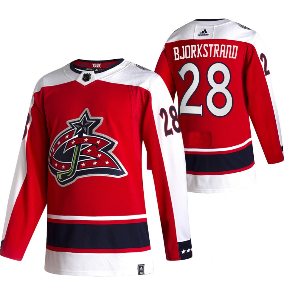 2021 Adidias Columbus Blue Jackets #28 Oliver Bjorkstrand Red Men Reverse Retro Alternate NHL Jersey->columbus blue jackets->NHL Jersey